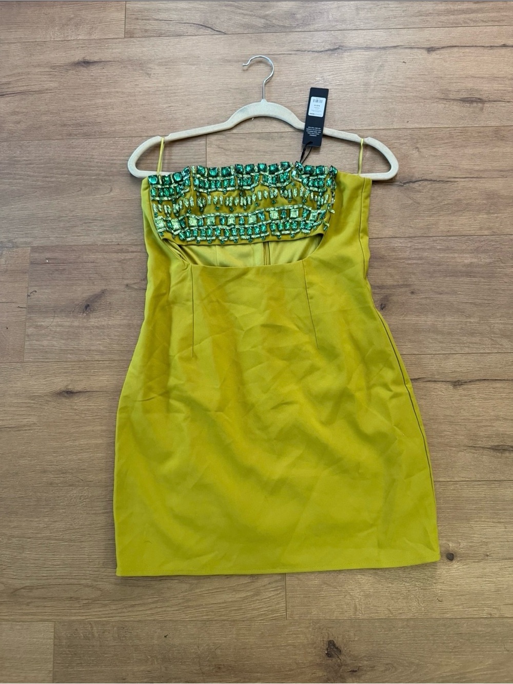 Fashion Nova Chartreuse Beaded Mini Dress
